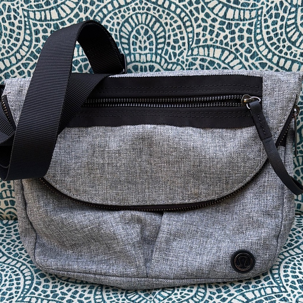 Lululemon Athletica Gray and Black Crossbody Bag Sleek Design